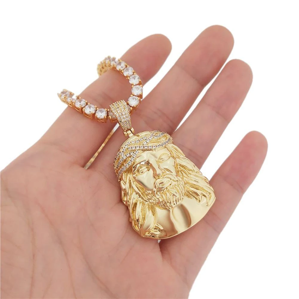 Jesus Piece Detailed Pendant In White / Yellow Gold 5 Jesus Piece Detailed Pendant In White / Yellow Gold - Image 3