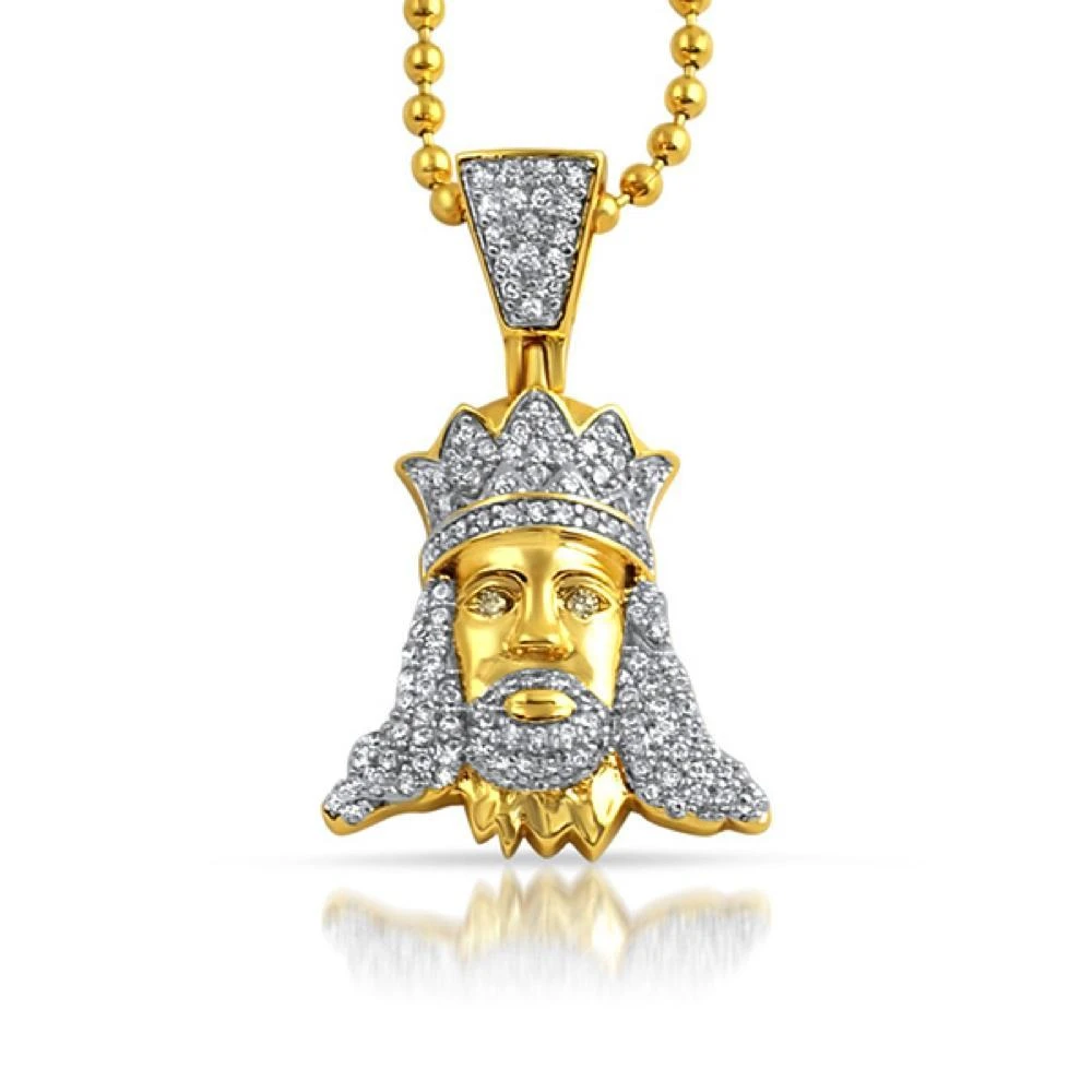 Jesus With Crown Hip Hop CZ Gold Pendant 3 Jesus With Crown Hip Hop CZ Gold Pendant