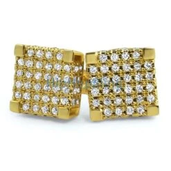 Large 3D Cube CZ Micro Pave Custom Earrings