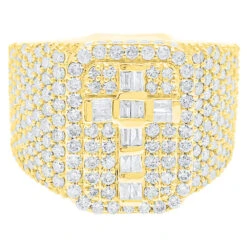 Large Baguette Cross Diamond Ring 3.90cttw 10K Gold -Luxe Jewelry Sales large baguette cross diamond ring 390cttw 10k gold hiphopbling 754874