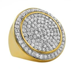Mega Circles Of Ice Gold CZ Bling Bling Ring
