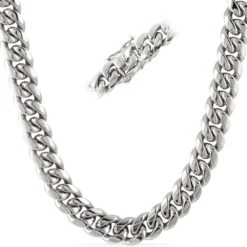 Miami Cuban Chain White Gold