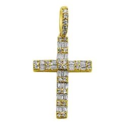Mini Baguette Diamond Pendant .63cttw 10K Yellow Gold