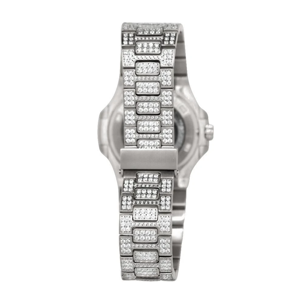 Modern CZ Stainless Steel Watch In White Gold 5 Modern CZ Stainless Steel Watch In White Gold - Image 3
