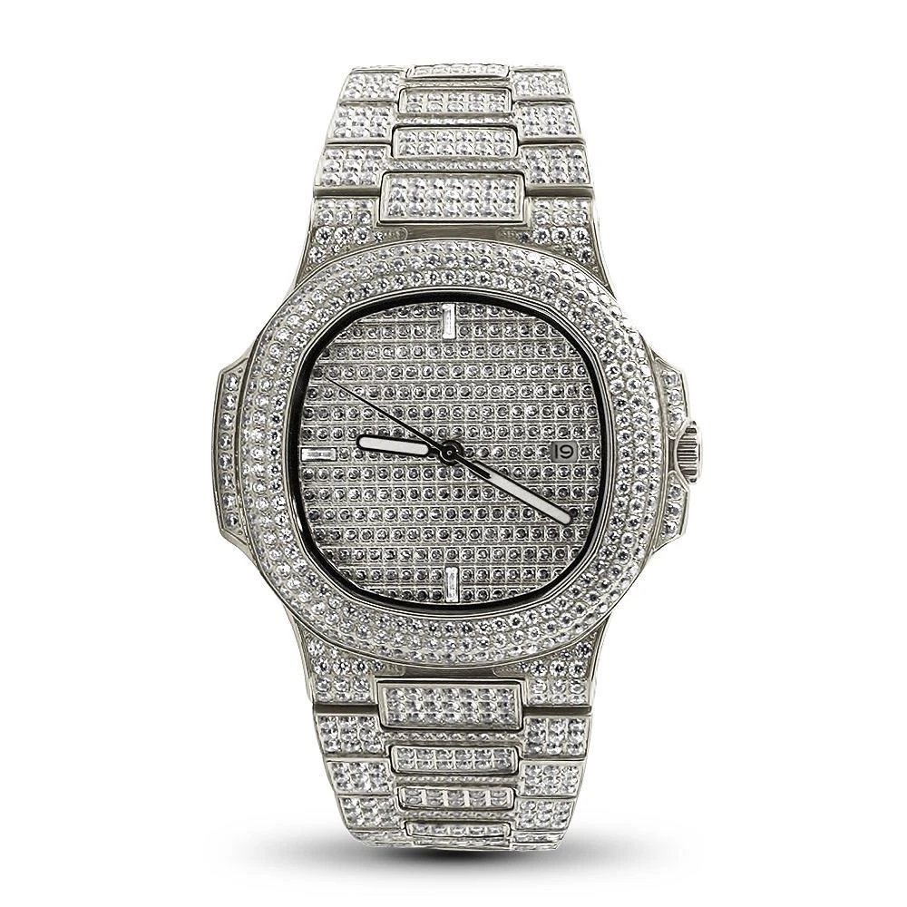 Modern CZ Stainless Steel Watch In White Gold 6 Modern CZ Stainless Steel Watch In White Gold - Image 4