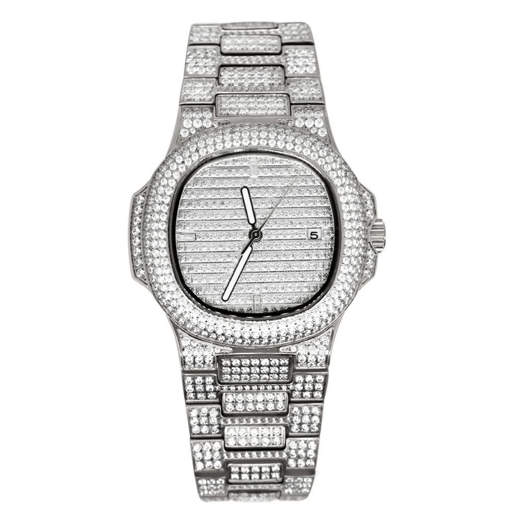 Modern CZ Stainless Steel Watch In White Gold 3 Modern CZ Stainless Steel Watch In White Gold