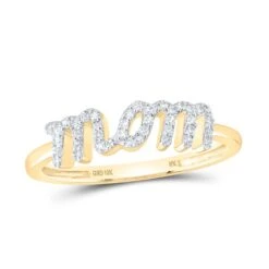 Mom LC Cursive Diamond Ring .15cttw 10K Gold