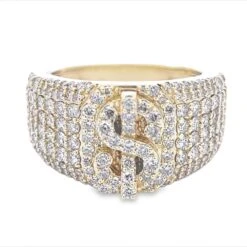 Money Cash Dollar Sign Diamond Ring 2.85cttw 10K Gold