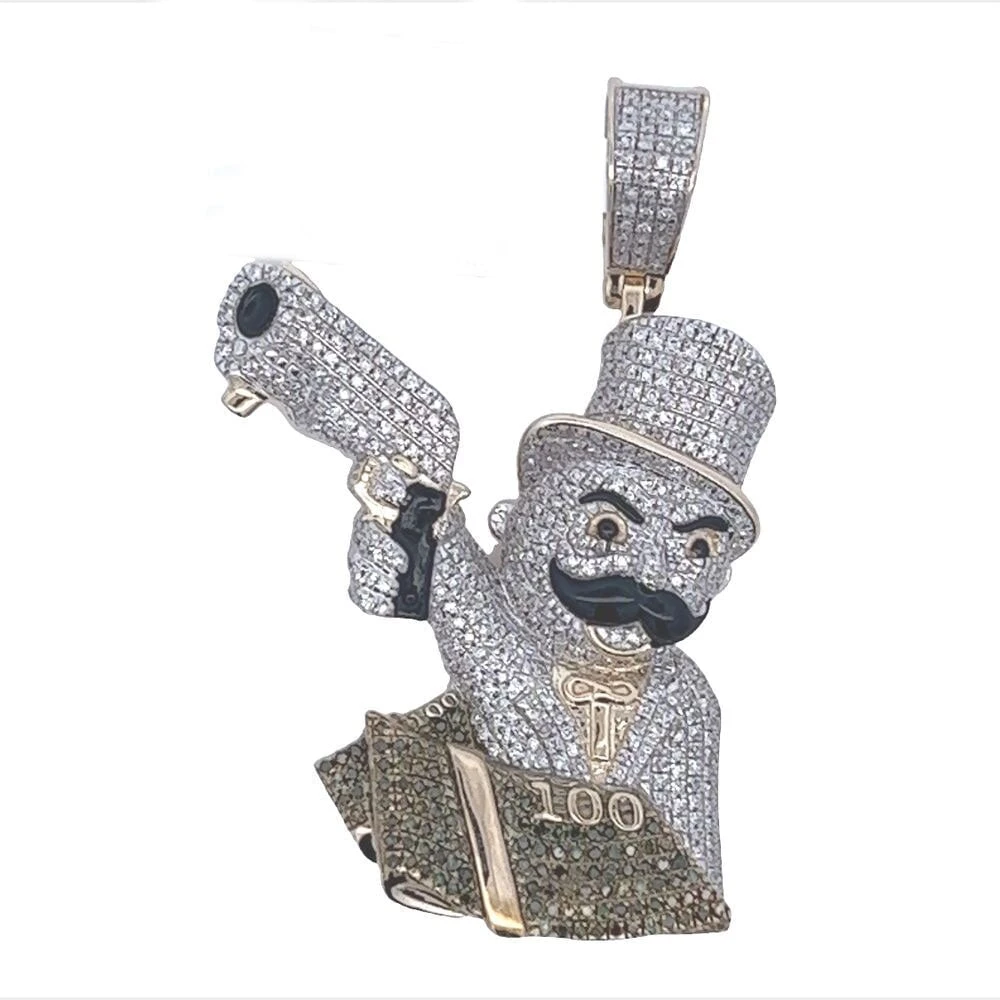 Money Man Diamond Pendant 1.10cttw 10K Yellow Gold 3 Money Man Diamond Pendant 1.10cttw 10K Yellow Gold