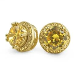 Pave Ice Border Gold CZ Solitaire Bling Bling Earrings 9 Pave Ice Border Gold CZ Solitaire Bling Bling Earrings -Luxe Jewelry Sales pave ice border gold cz solitaire bling bling earrings lemonade hiphopbling 148584