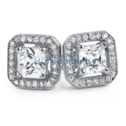 Princess Ice Island Micro Pave Iced Out Earrings -Luxe Jewelry Sales princess ice island micro pave iced out earrings white gold hiphopbling 289782