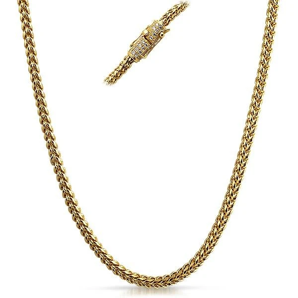 Real Diamond Stainless Steel Gold Hip Hop Chain 4MM 3 Real Diamond Stainless Steel Gold Hip Hop Chain 4MM