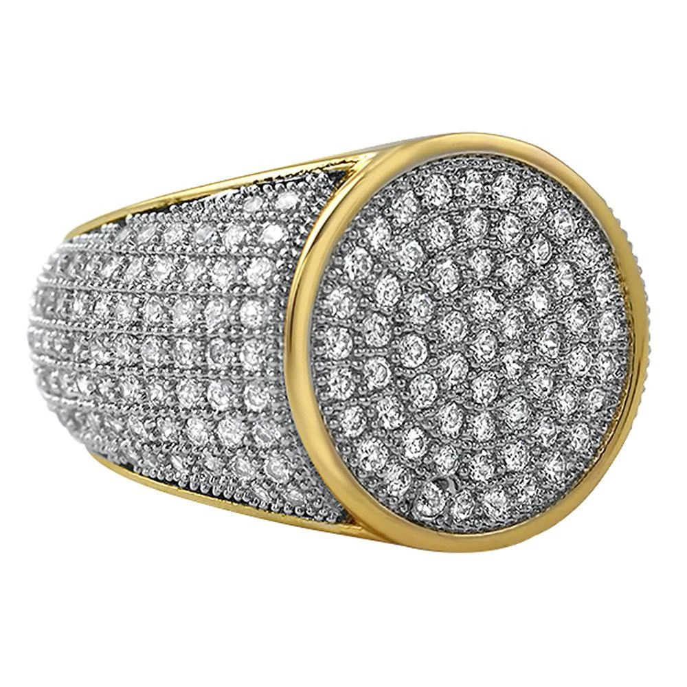 Round Gold CZ Micro Pave Bling Ring 3 Round Gold CZ Micro Pave Bling Ring