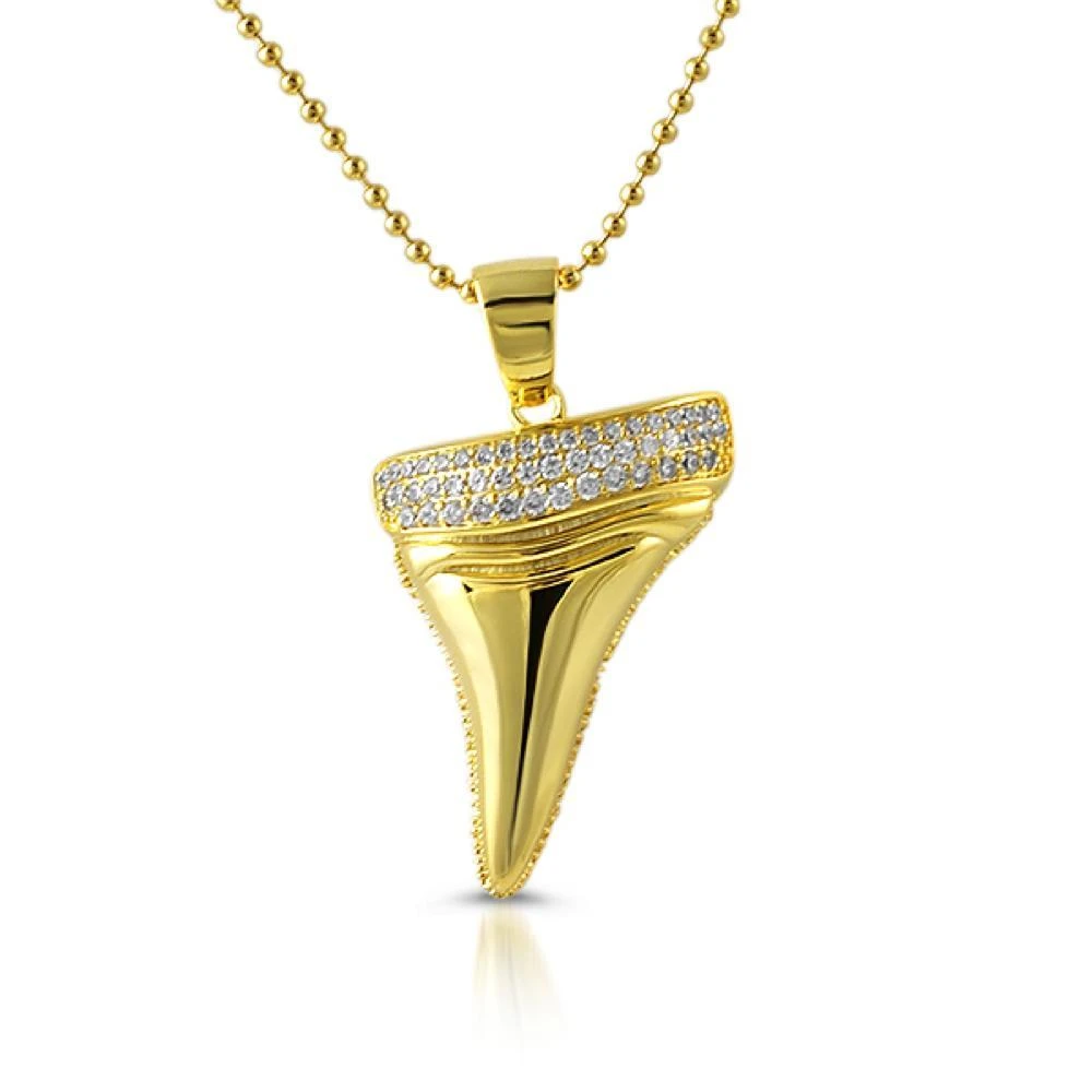 Shark Tooth Design CZ Gold Pendant 3 Shark Tooth Design CZ Gold Pendant