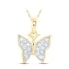 Small Butterfly Diamond Pendant 10K Gold