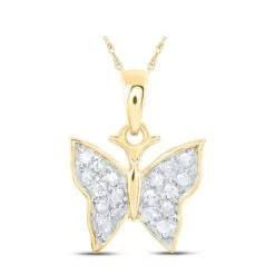 Small Butterfly Diamond Pendant 10K Gold