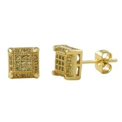 Small Cube CZ Micro Pave Earrings -Luxe Jewelry Sales small cube cz micro pave earrings canary gold hiphopbling 540742