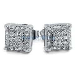 Small Cube CZ Micro Pave Earrings -Luxe Jewelry Sales small cube cz micro pave earrings white gold hiphopbling 560348