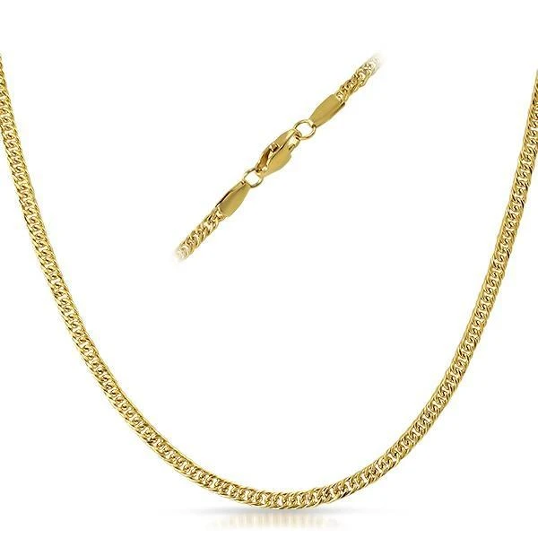 Small Round Link IP Gold Stainless Steel Chain Necklace 3MM 3 Small Round Link IP Gold Stainless Steel Chain Necklace 3MM