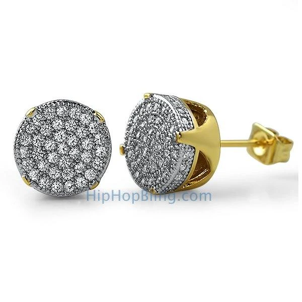 Solitaire Micro Pave Gold CZ Earrings 3 Solitaire Micro Pave Gold CZ Earrings