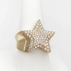 Star CZ 10K Yellow Gold Mens Ring