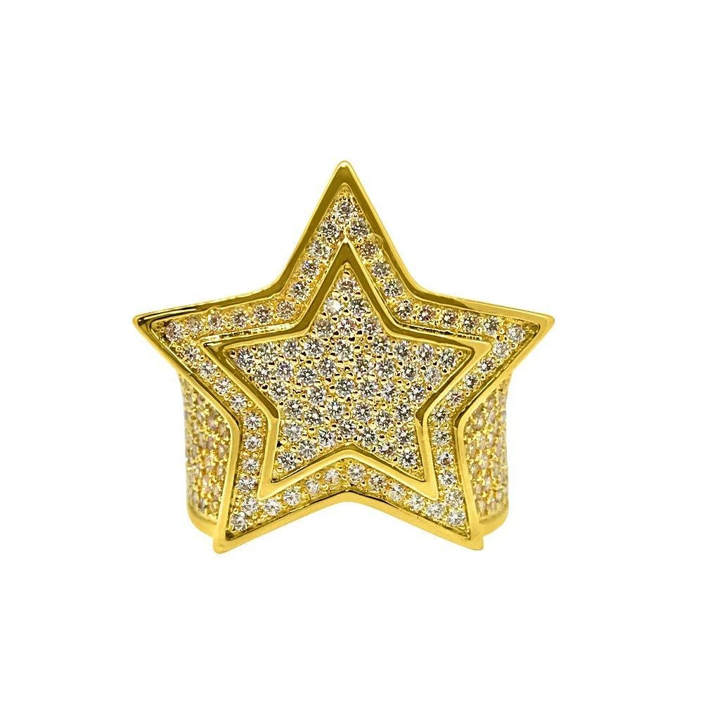 Super Star Gold CZ Bling Bling Ring 3 Super Star Gold CZ Bling Bling Ring