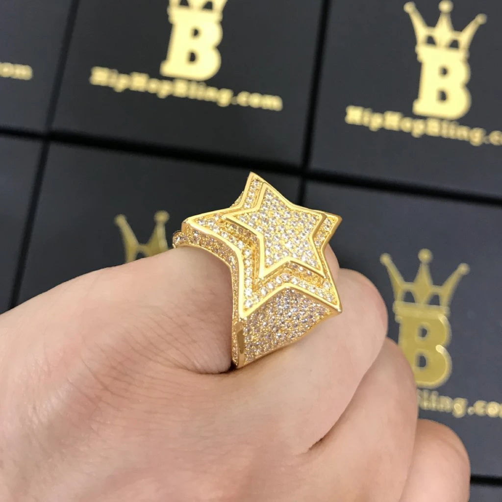 Super Star Gold CZ Bling Bling Ring 4 Super Star Gold CZ Bling Bling Ring - Image 2
