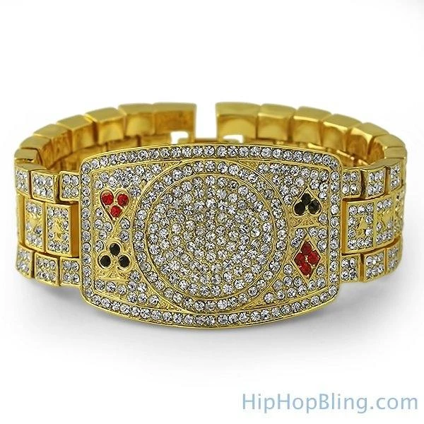 Texas Hold Em Poker Gold Bling Bling Bracelet 3 Texas Hold Em Poker Gold Bling Bling Bracelet