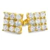 Triple Diamond CZ Gold Bling Bling Earrings