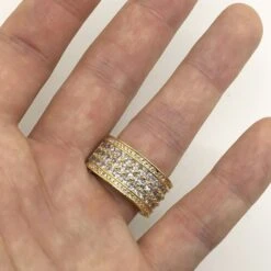 Triple Row Princess Cut Eternity Band Gold Mens CZ Bling Ring -Luxe Jewelry Sales triple row princess cut eternity band gold mens cz bling ring 7 hiphopbling 537675