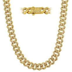 Turkish Gold Cuban 14MM Wide CZ Bling Bling Chain -Luxe Jewelry Sales turkish gold cuban 14mm wide cz bling bling chain hiphopbling 943608