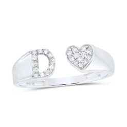 Womens Initial Letter Heart Diamond Ring 10K Gold -Luxe Jewelry Sales womens initial letter heart diamond ring 10k gold d 10k white gold hiphopbling 653222