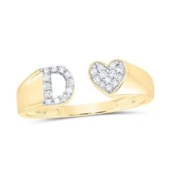 Womens Initial Letter Heart Diamond Ring 10K Gold -Luxe Jewelry Sales womens initial letter heart diamond ring 10k gold d 10k yellow gold hiphopbling 775744