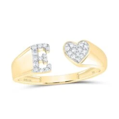 Womens Initial Letter Heart Diamond Ring 10K Gold -Luxe Jewelry Sales womens initial letter heart diamond ring 10k gold e 10k yellow gold hiphopbling 409087