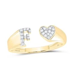 Womens Initial Letter Heart Diamond Ring 10K Gold -Luxe Jewelry Sales womens initial letter heart diamond ring 10k gold f 10k yellow gold hiphopbling 721267