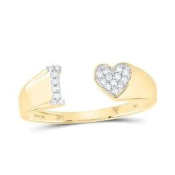Womens Initial Letter Heart Diamond Ring 10K Gold -Luxe Jewelry Sales womens initial letter heart diamond ring 10k gold i 10k yellow gold hiphopbling 443156