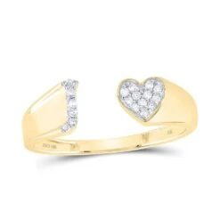 Womens Initial Letter Heart Diamond Ring 10K Gold -Luxe Jewelry Sales womens initial letter heart diamond ring 10k gold j 10k yellow gold hiphopbling 996228