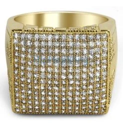 XL Mega Icey Gold CZ Micro Pave Bling Bling Ring